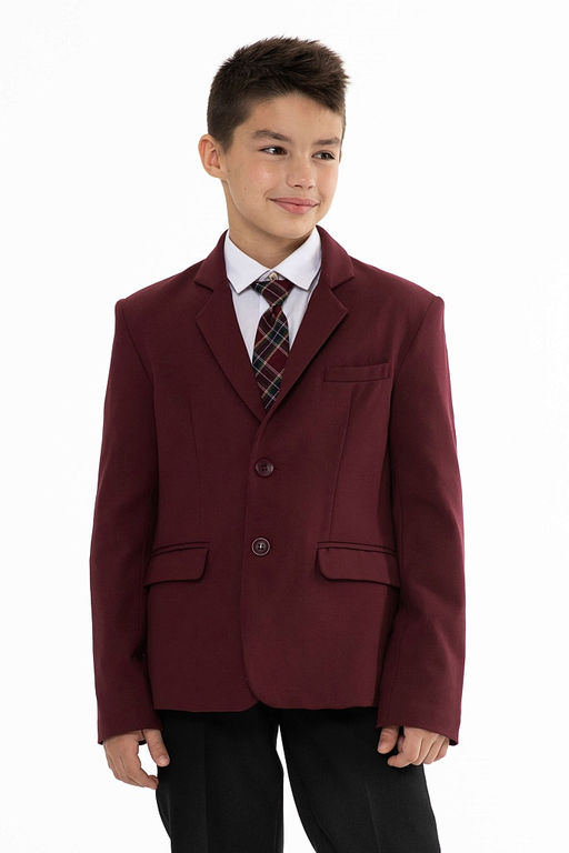 Бордовый школьный пиджак для мальчика Инфанта, модель 0509/1