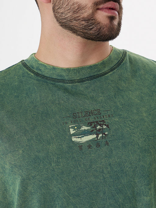 Футболка мужская зеленая с обработкой эйсид - Mark formelle фото 4