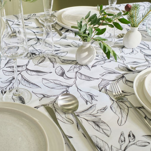 Скатерть «Доляна» Plant leaves, 146×250 см, 100% хлопок, рогожка 164 г/м²