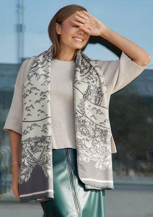 в СОСТАВЕ ШЕРСТЬ и КАШЕМИР Большой, мягкий, теплый однотонный двусторонний палантин. - Tantino фото 15