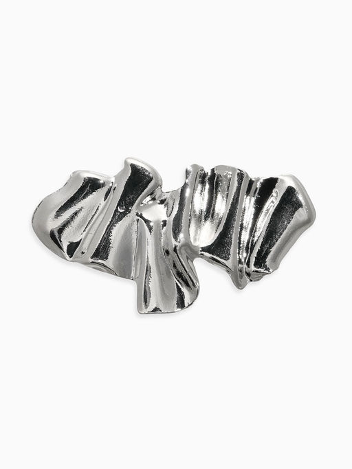 Брошь корейский стиль "Мятая" цвет серебро