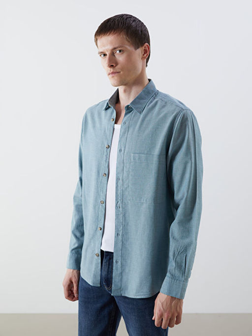 Regular Fit Uzun Kollu Erkek Jean G?mlek