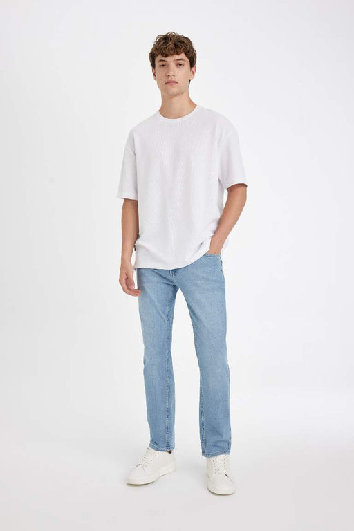 Джинсовые брюки Sergio Regular Fit Normal Mold с нормальной талией и зауженными штанинами - Defacto фото 3