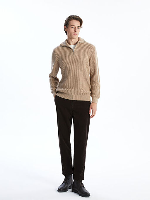 Dik Yaka Uzun Kollu Erkek Triko Kazak