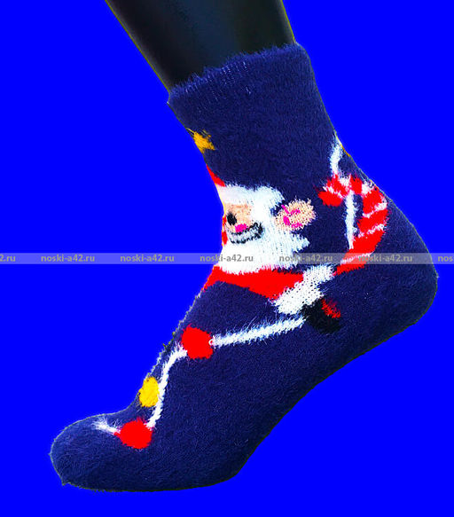 Цена за 10 пар. AMIGOBS носки женские НОРКА "НОВОГОДНИЕ ПУШИСТИКИ"