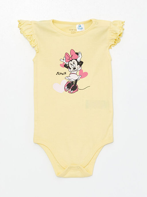 Bisiklet Yaka K?sa Kollu Minnie Mouse Bask?l? K?z Bebek ??t??tl? Body 2li - Waikiki фото 2