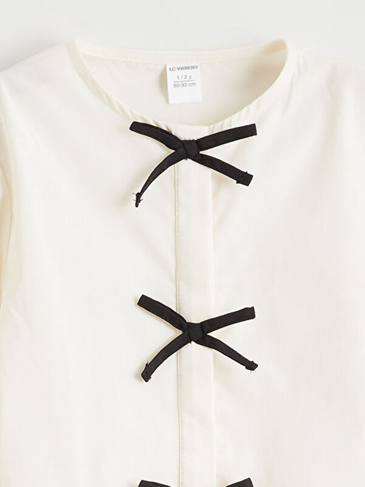 Bisiklet Yaka Fiyonk Detayl? K?z Bebek G?mlek