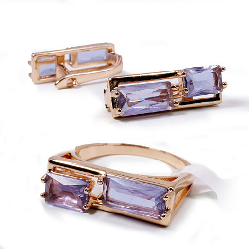 Комплект ювелирной бижутерии German Gold кольцо и серьги с Аметрином - Сандаловый дом фото 5