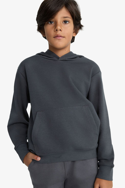 Basic D_z Kap__onlu Okul Sweatshirt Erkek _ocuk