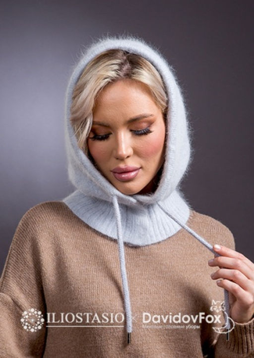 Капор ангора серо-голубой