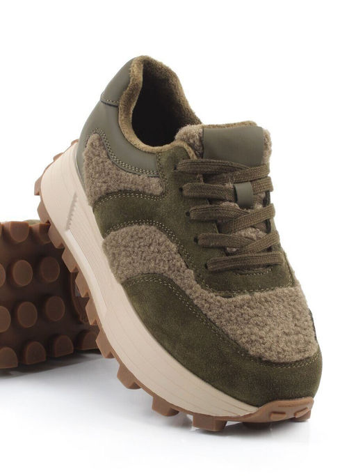 04-P118-2C GREEN Кроссовки демисезонные женские (натуральная замша, натуральная кожа, текстиль)