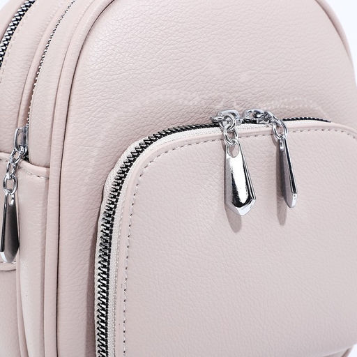 Сумка-рюкзак на молнии, 3 наружных кармана, длинный ремень, цвет серо-бежевый - Simaland фото 4