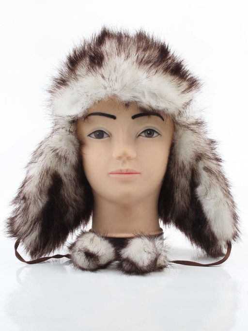3436 BROWN Шапка-ушанка детская (100% шерсть, искусственный мех)