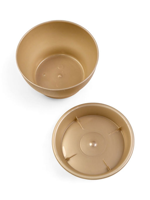 Цена за 3 шт. Горшок для цветов «Фиалочка», 800 мл, d=14 см, h=8 см, пластиковый, бежевый