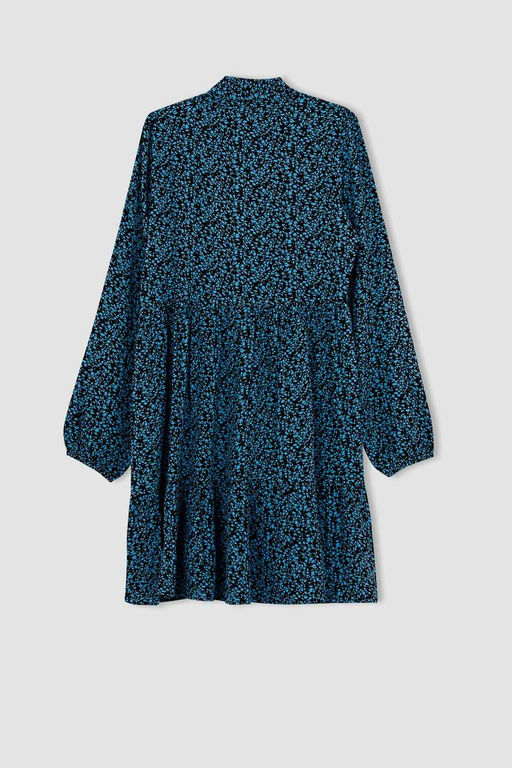 Мини-платье-рубашка с воланами и цветочным узором - Defacto фото 9