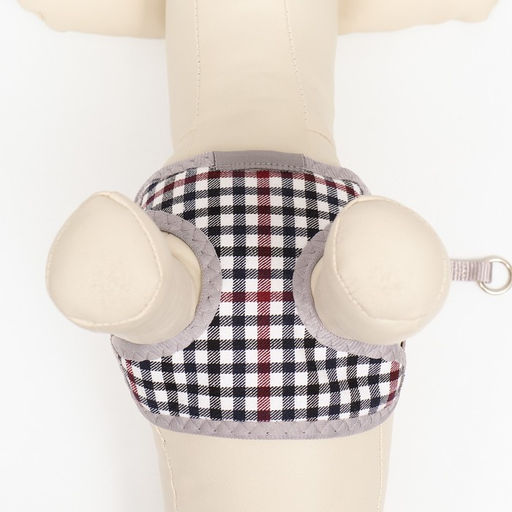 Комплект амуниции с мягкой шлейкой, поводок 120 х 1 см, ОГ 34-58 см, синяя клетка - Пижон фото 6