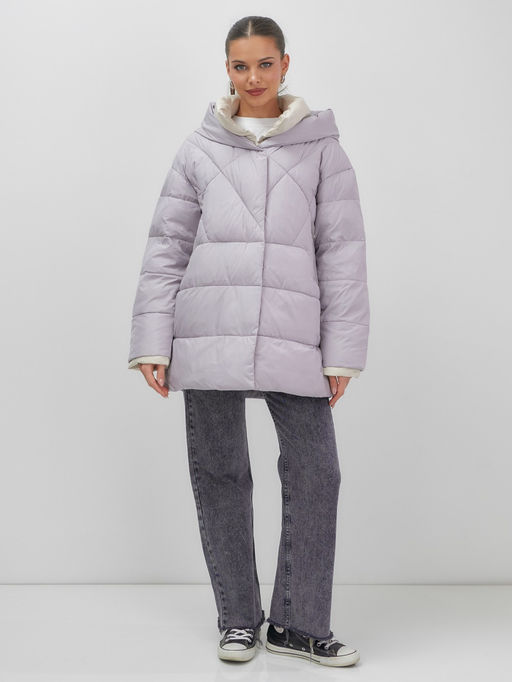Куртка женская зимняя с капюшоном большого размера фиолетового цвета 1170F - Mtforce фото 13