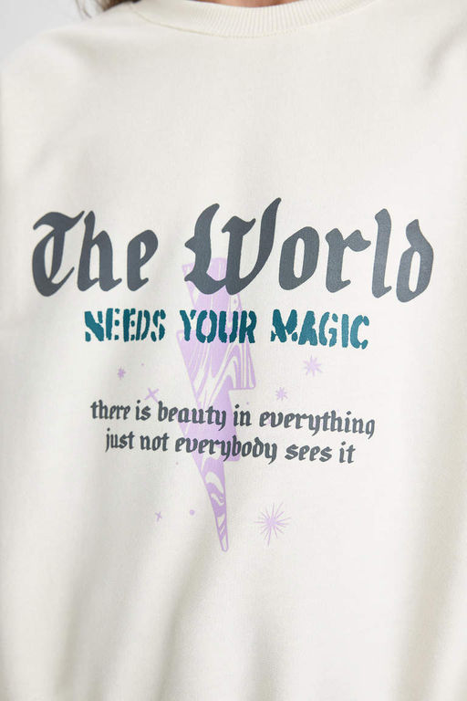 Толстовка с круглым вырезом для девочек - Defacto фото 8