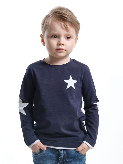 Лонгслив для мальчика с принтом детская одежда UD 0429 т.синий - Mini maxi фото 5