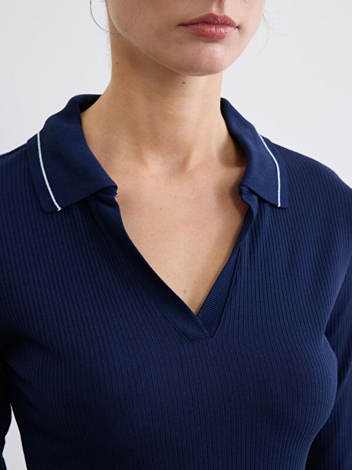 Polo Yaka Fitilli Kad?n Ti??rt