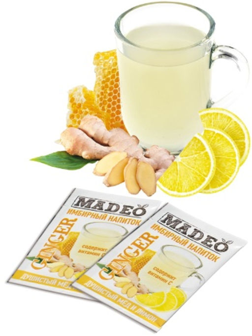 Напиток сухой растворимый Имбирный Мёд-лимон 20*0,010 кг, ТМ MADEO  фото 3