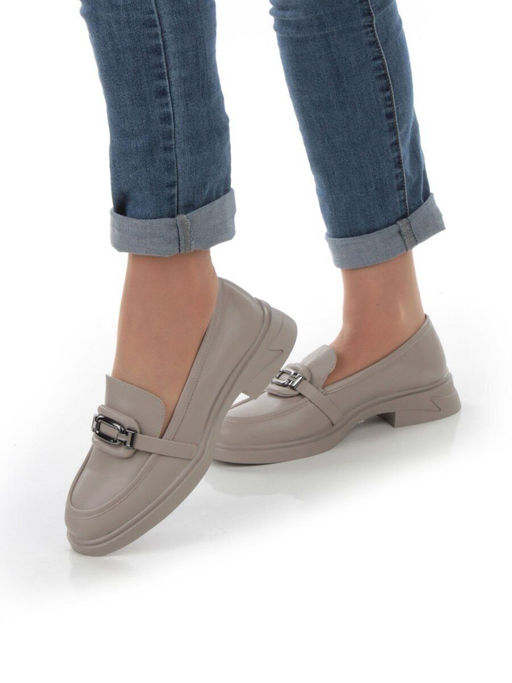 01-PDS133-2 GRAY BEIGE Ботинки демисезонные женские (натуральная кожа)