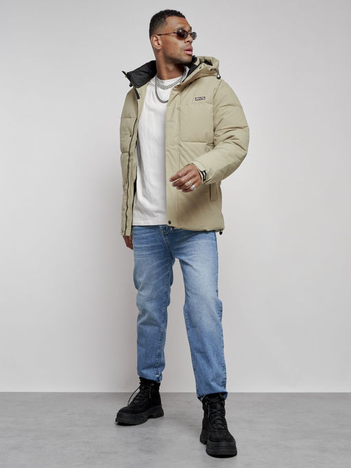 Куртка молодежная мужская зимняя с капюшоном светло-зеленого цвета 8356ZS - Wonderrman фото 19