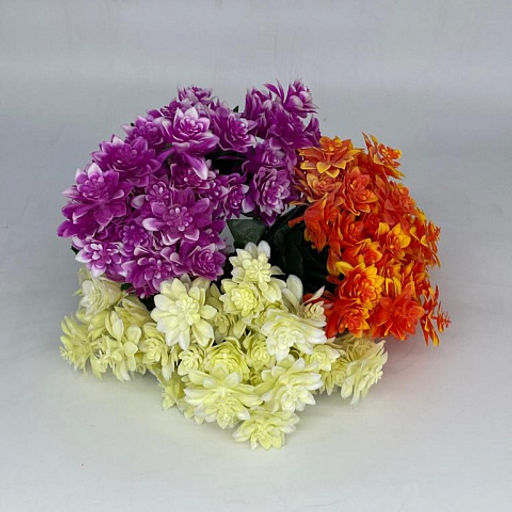 Цена за 3 шт. Цветы искусственные декоративные Георгины малые ПЛАСТИК 5 бутонов 15см