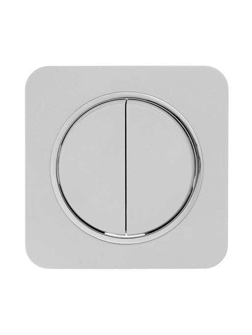 Выключатель, серия Circular, 10 А, двухклавишный, скрытый монтаж, серебристая рамка, белый - Simaland фото 4
