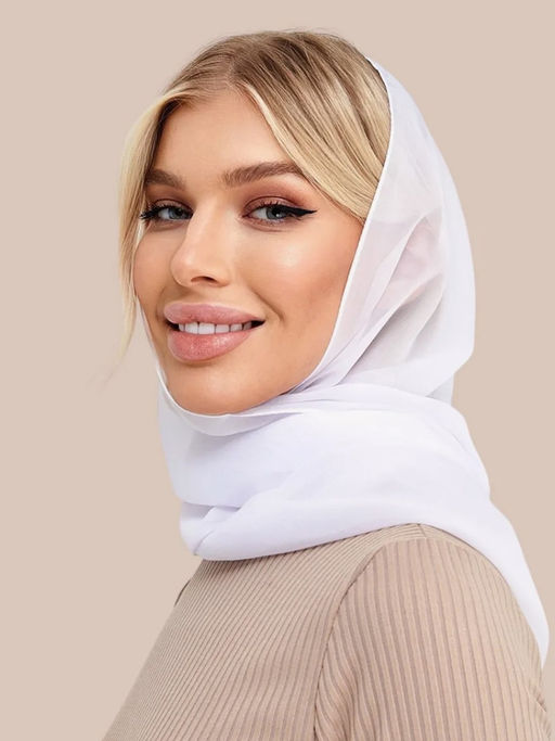 K13591 Платок 50/160 шифон БЕЛЫЙ