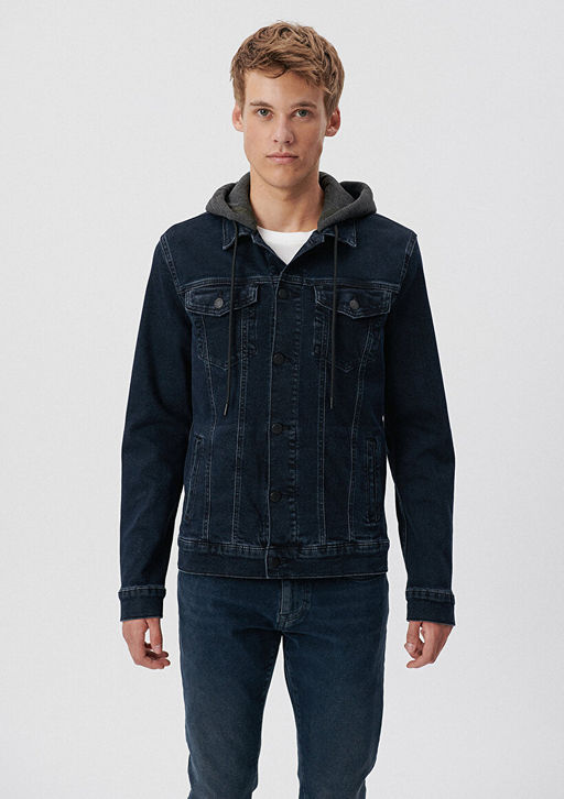 Brandon 90lar Koyu Murekkep Mavi Jean Ceket  фото 2