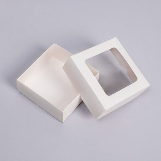 Цена за 10 шт. Коробка складная, крышка-дно, с окном, белая, 13 х 13 х 5 см - UPAK LAND фото 3