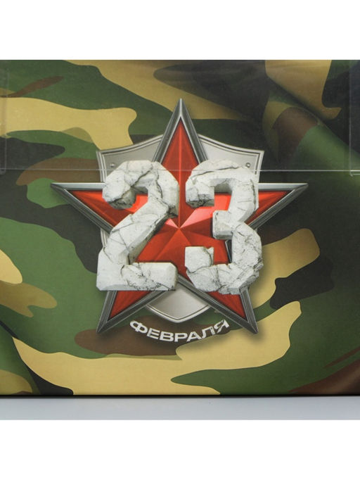 Цена за 5 шт. Коробка для капкейка, кондитерская упаковка, 4 ячейки, «23 февраля», 16×16×10 см