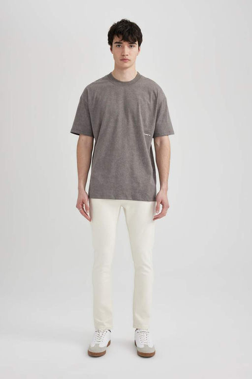 Футболка свободного покроя с круглым вырезом и короткими рукавами с принтом - Defacto фото 2