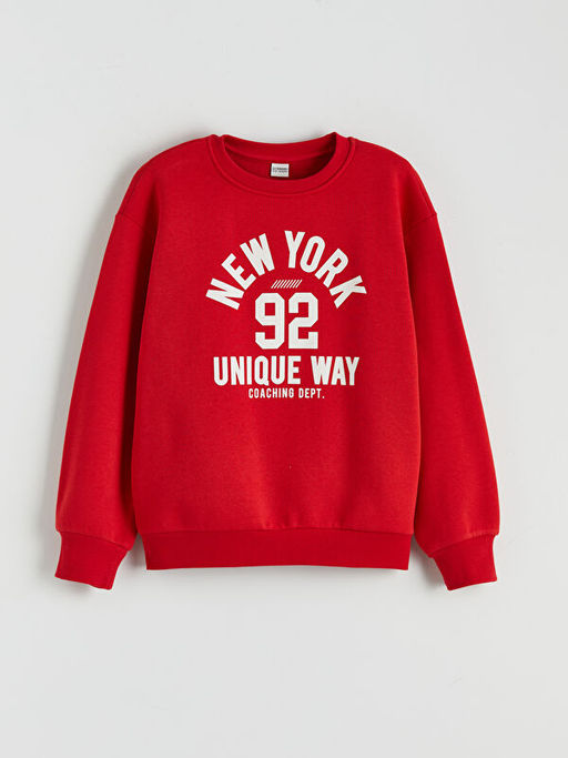 Bisiklet Yaka New York Bask?l? K?z ?ocuk Sweatshirt