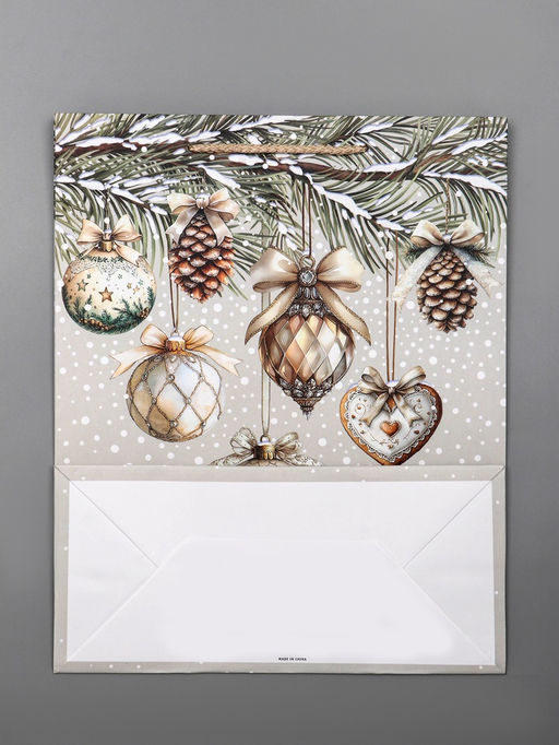 Цена за 2 шт. Пакет подарочный новогодний ламинированный, «Игрушки Новогодние», 26×12×32 см