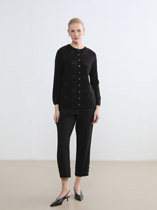 Bisiklet Yaka Nak??l? Kad?n Triko H?rka