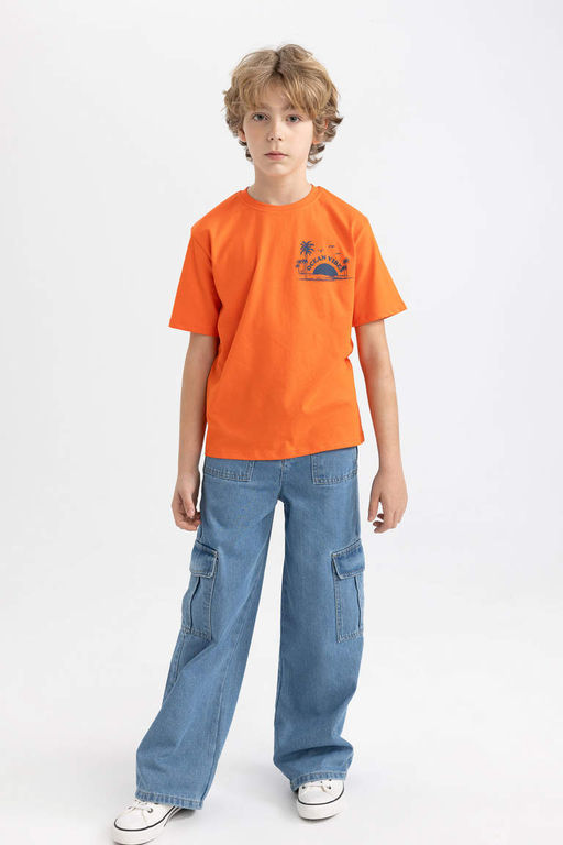 Футболка с короткими рукавами и круглым вырезом на спине для мальчиков - Defacto фото 2