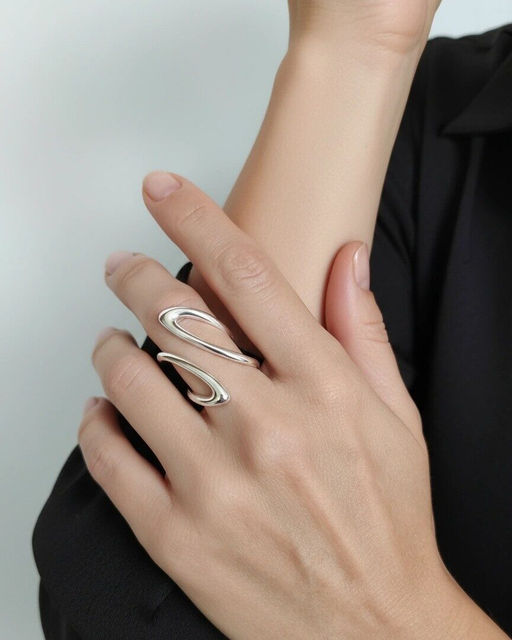 Кольцо с белым серебрением