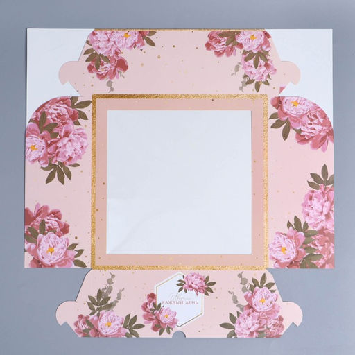 Цена за 5 шт. Коробка для капкейков, кондитерская упаковка с окном, 9 ячеек «Цветы», 25 х 25 х 10 см