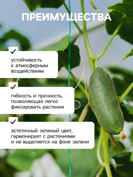 Цена за 2 шт. Проволока подвязочная, 50 м, толщина 2 мм, зелёная, Greengo
