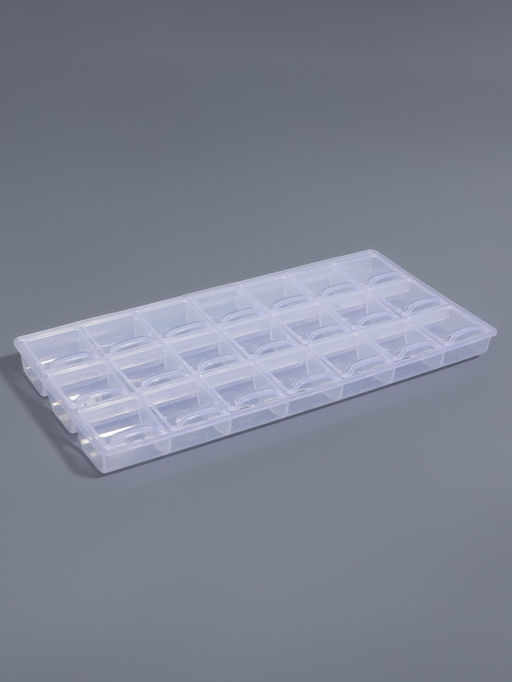 Цена за 4 шт. Органайзер для хранения мелочей, 21 отделение, 21.5×10.5×1.9 см, прозрачный