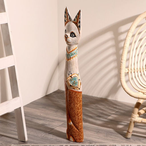 Фигура «Кошка в ошейнике с сердечком», 80 см, дерево