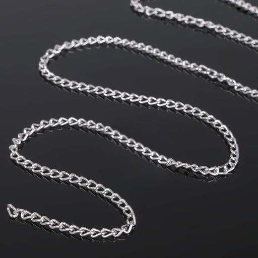 Цепочка без карабина, набор 5 шт. L=60 см, 4.6×3×0.8 мм, СМ-1319, цвет серебро