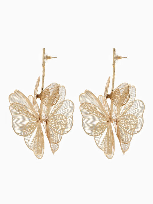 Серьги металл «Цветок» веточка, цвет золото