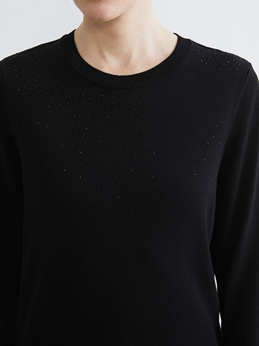 Bisiklet Yaka Ta?l? Kad?n Triko Kazak