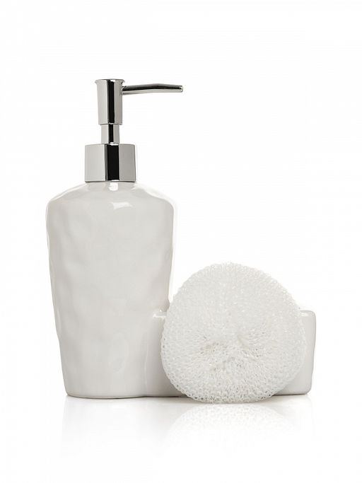 Диспенсер для моющего средства с губкой 400мл белый керамика - Lucky фото 4
