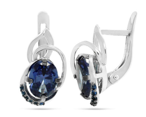 Серьги, танзанит выращ., СЦ-0887