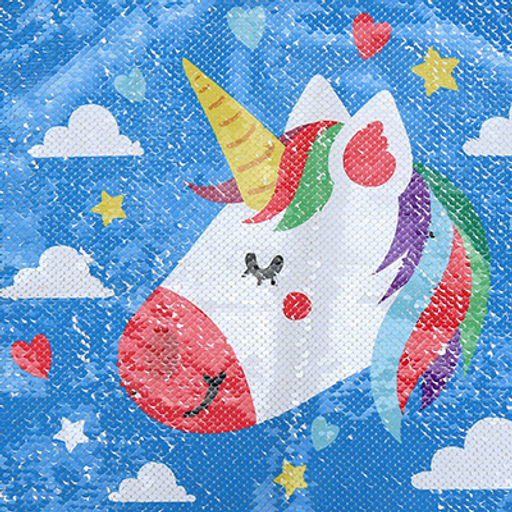 Наволочка декоративная 39х39см "Единорог4" рисунок/серебро, 1 сторона - пайетки-антистресс, 1 сторона - плюш, на молнии (Китай)