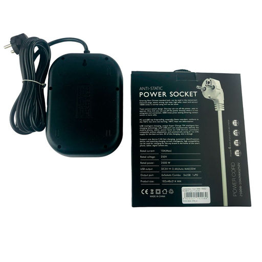 Удлинитель сетевой Buro RA49815 6 розеток 3 USB 1 Type-C кабель 2 м  фото 3